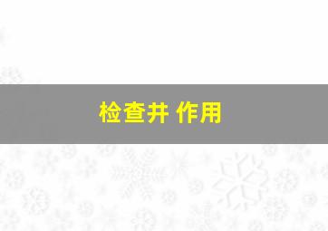 检查井 作用